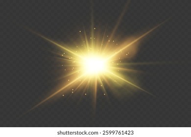 Flashes of light, glare and explosion effect. On a transparent background.