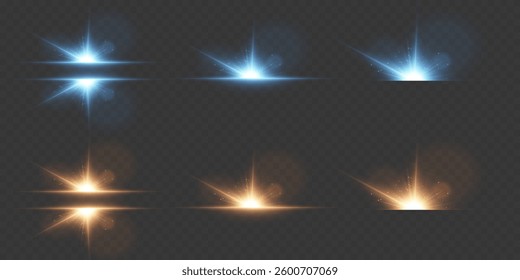 Flashes of light, glare and explosion effect. On a transparent background.