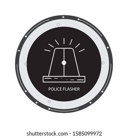 Flashing alarm signal. Police or ambulance red flasher siren logo
