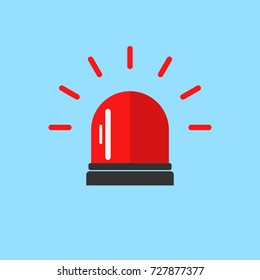 Flashing alarm signal. Police or ambulance red flasher siren logo. Flat style. Flasher alert icon. Simple flat vector illustration