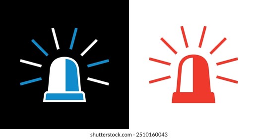 Ícone de beacon piscando. Ícone de um sinal especial ou luz piscando no telhado de um carro. Símbolo de polícia, ambulância ou mercadorias perigosas. Sinal luminoso do serviço de emergência ou avaria.