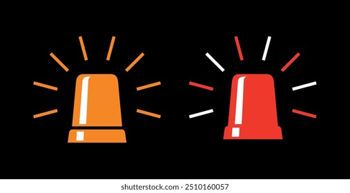 Ícone de beacon piscando. Ícone de um sinal especial ou luz piscando no telhado de um carro. Símbolo de polícia, ambulância ou mercadorias perigosas. Sinal luminoso do serviço de emergência ou avaria.