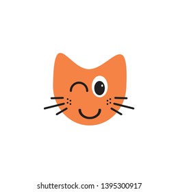 Flashing Cat emoticon illustration logo concept