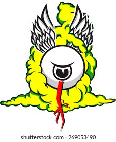 Flashing eye. Angry Eye throwing lightning vector illustration. Masonic symbol. All seeing eye. Destiny. 