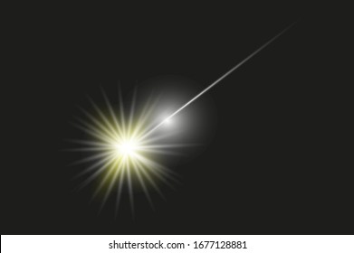 
Flashing lens flares, glare lighting vector effects. Energy collection of a white star on a transparent background
