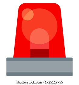 Flashing light red, element of a police car vector icon flat isolated.