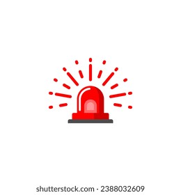 Flashing light siren vector icon on white background.