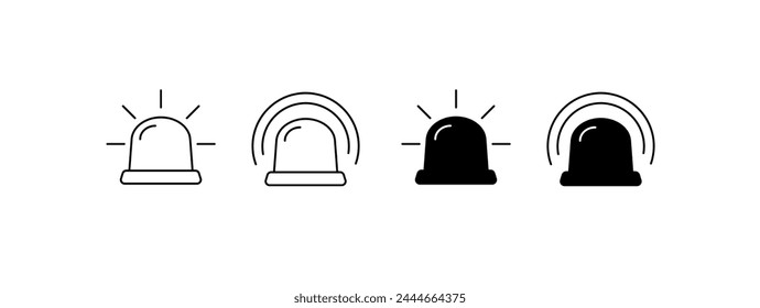 Flashing lights icons. Linear, set of flashing lights for alarm icon design. Vector icons