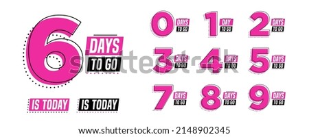 Flashing pink days to go numbers. Stickers and banners timer pack.