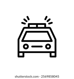 Flashing police car icon Black and white outline vector