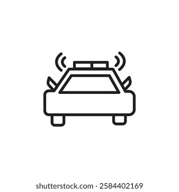 Flashing police car icon black and white vector outline sign