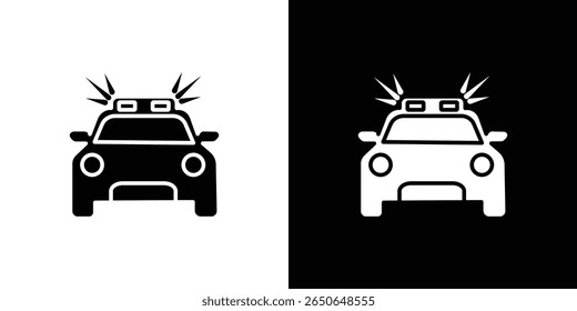 Flashing police car icon Isolated flat vector in outline