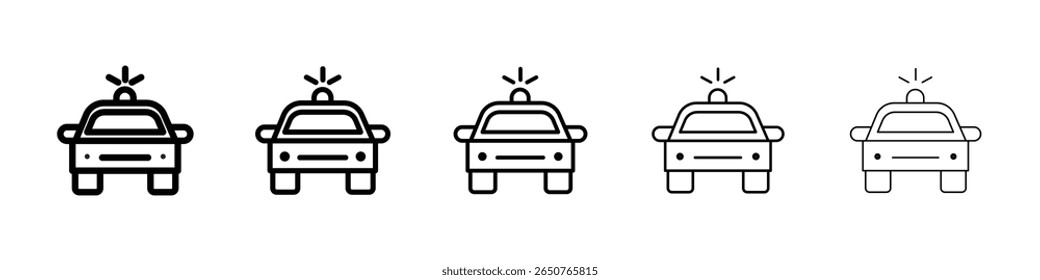 Flashing police car icon isolated vector on white background set