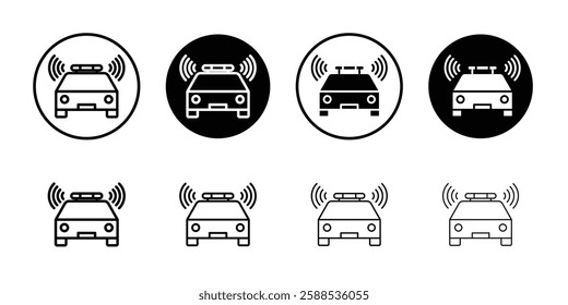 Flashing police car icon linear logo isolated