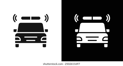 Flashing police car icon logo set vector