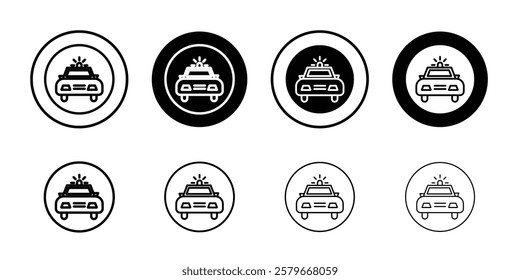 Flashing police car icon Outline thin set pack series