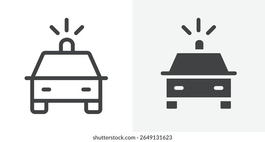 Flashing police car icon Outline vector sign