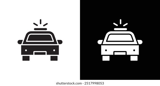 Flashing police car icon Thin line flat illustration