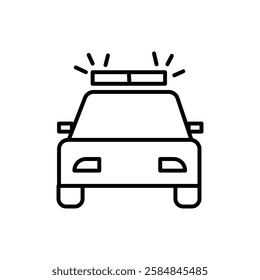 Flashing police car icon Thin line art isolated