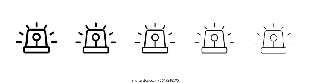 Flashing police car icon thin line outline set or collection