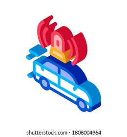 flashing police car icon vector. isometric flashing police car sign. color isolated symbol illustration