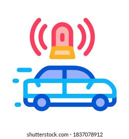 flashing police car icon vector. flashing police car sign. color symbol illustration