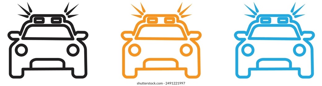 Flashing police car vector logo set collection for web app ui