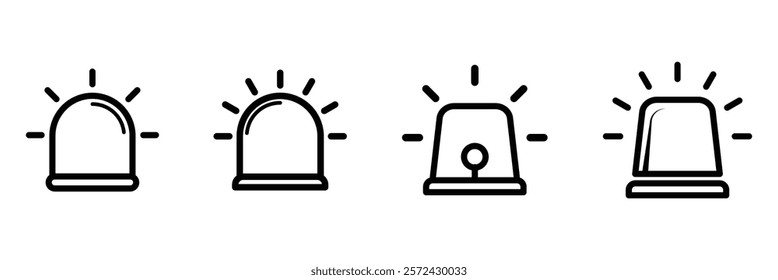 Flashing police siren icon. Emergency warning siren icon. Siren icon vector. Siren icon illustration. Emergency alarm symbol set isolated on white background.