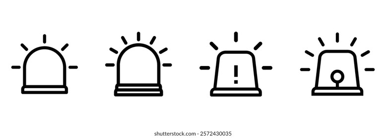 Flashing police siren icon. Emergency warning siren icon. Siren icon vector. Siren icon illustration. Emergency alarm symbol set isolated on white background.