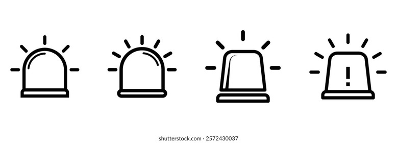 Flashing police siren icon. Emergency warning siren icon. Siren icon vector. Siren icon illustration. Emergency alarm symbol set isolated on white background.