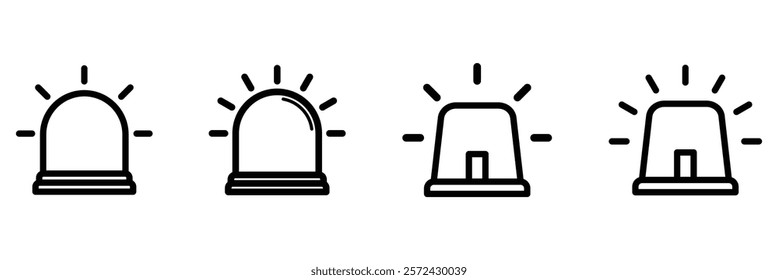 Flashing police siren icon. Emergency warning siren icon. Siren icon vector. Siren icon illustration. Emergency alarm symbol set isolated on white background.