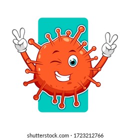 Flashing Red Coronavirus Cartoon Mascot Character Stock Vector (Royalty ...