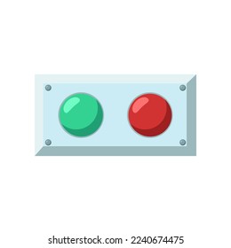 Flashing red and green lights top view vector illustration. Element of mechanical equipment, red and green lights isolated on white background. Machinery, technology, industry concept