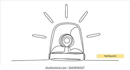 flashing siren continuous single line art drawing sketch on white background