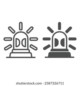 Flashing siren lamp line and solid icon, emergency service concept. Vector graphics. Light signal flasher sign on white background, outline style icon for mobile or web design