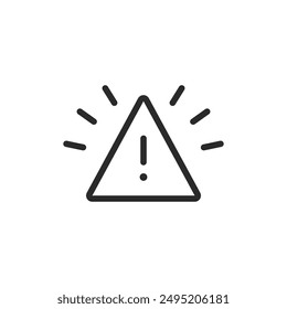 Flashing warning sign, linear style icon. flashing alert or warning. Editable stroke width.