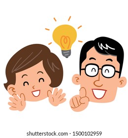 Flashing young couple expression of joy