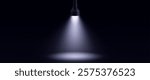 Flashlight beam in darkness creating searchlight effect on transparent background - black torch with lamp producing bright illuminated cone with soft edges and gradient lighting. Spotlight overlay.