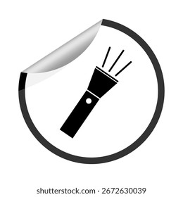 Ícone de feixe de luz. Símbolo da tocha de segurança. Equipamento de luz Emblema de vetor. Ilustração do dispositivo de acampamento. EPS 10.