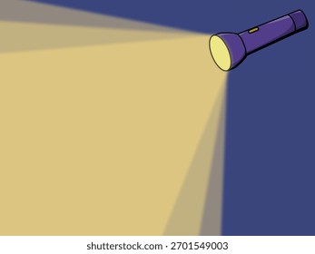 Ilustração de feixe de lanterna brilhando na escuridão, perfeito para conceitos de luz, descoberta ou fundo de exploração.