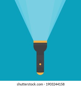 flashlight beam on blue background - vector illustration