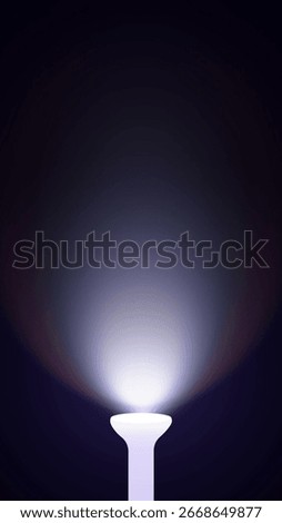 Flashlight beam on dark background, light and shadow concepts. Shine lighting torch. Flashlight beam for app and website design. 