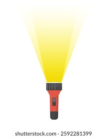 Flashlight beam on white background. Flashlight icon in flat style. Electric lamp vector illustration on isolated background. Pocket lantern sign business concept. stock illustration