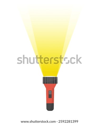 Flashlight beam on white background. Flashlight icon in flat style. Electric lamp vector illustration on isolated background. Pocket lantern sign business concept. stock illustration