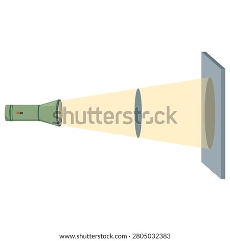 Flashlight Beam Projecting Light on Wall Vector Illustration
