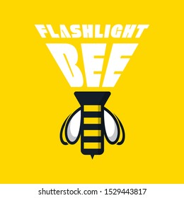 Flashlight bee illustration logo with typography