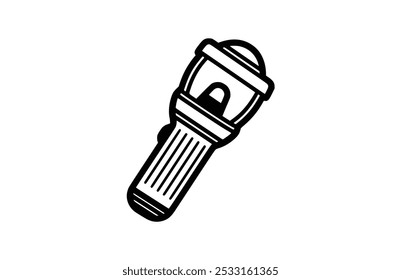 Ícone de lanterna preta, isolado no fundo branco. Ilustração vetorial.