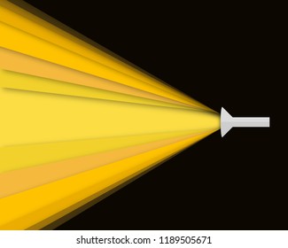 Flashlight in black paper cut deep style vector, Vector illustration