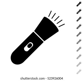 Flashlight - black vector icon and ten icons in  shades of grey