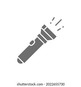 Flashlight, camp lamp grey icon. Isolated on white background